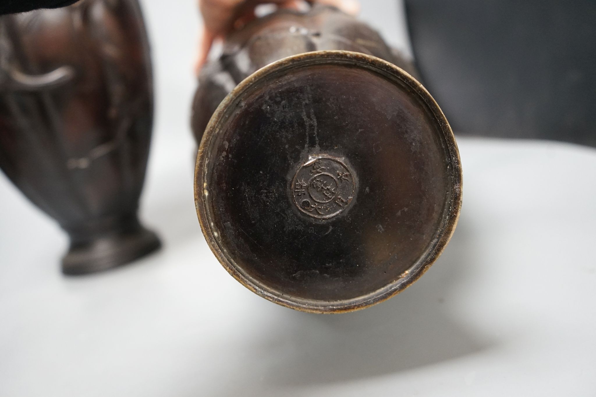 A pair of 19th century Japanese bronze vases, 46cm